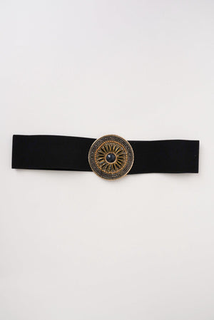 Carraig Donn Circle Buckle Elastic Black Belt