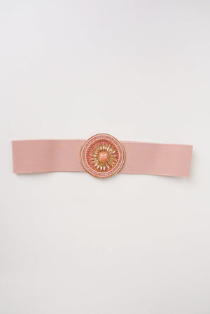 Carraig Donn Circle Buckle Elastic Pink Belt
