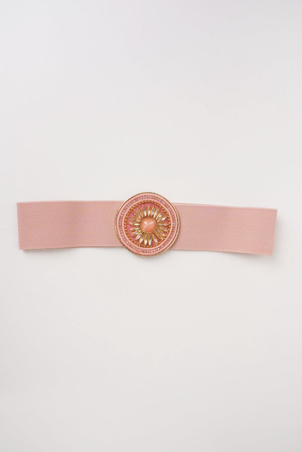 Carraig Donn Circle Buckle Elastic Pink Belt