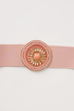 Carraig Donn Circle Buckle Elastic Pink Belt