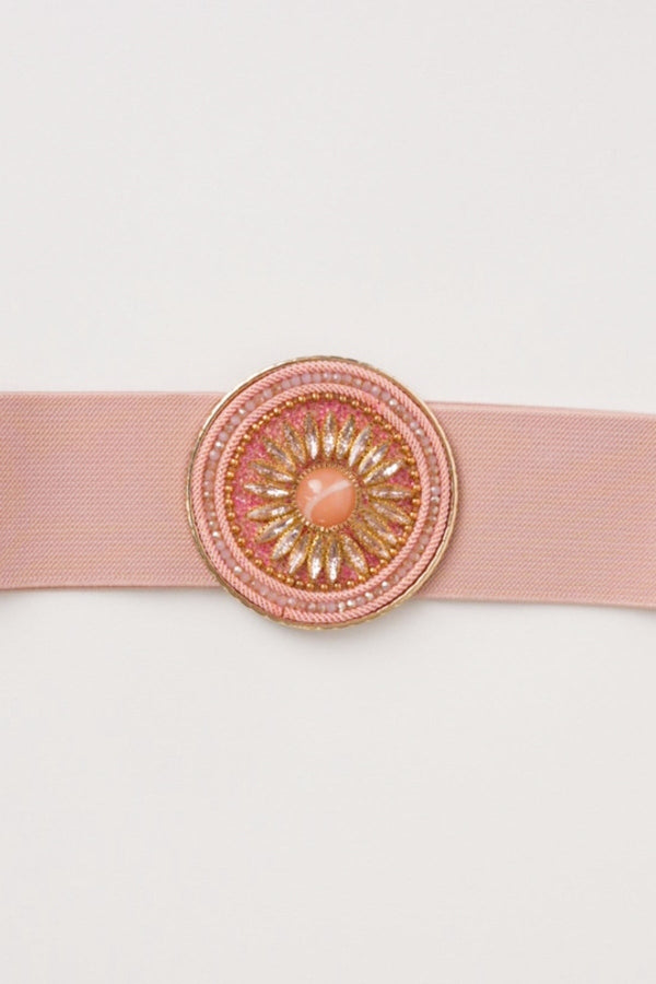 Carraig Donn Circle Buckle Elastic Pink Belt