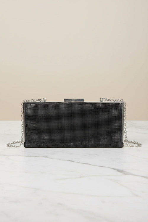 Clasp Detail Lux Black Evening Bag