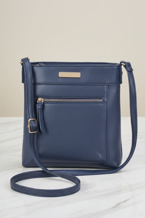 Classic Crossbody With Front Zip in Navy