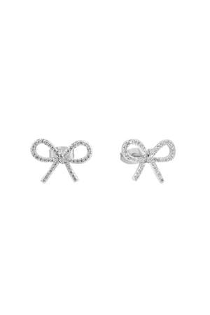 Carraig Donn Clear CZ Stone Bow Silver Earrings