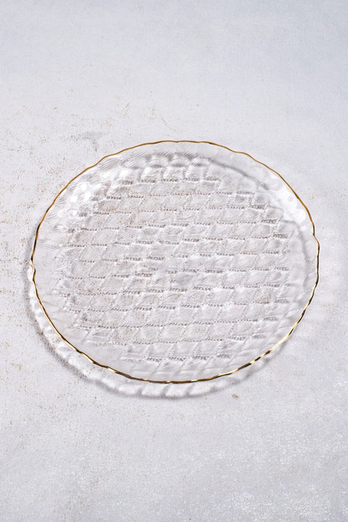 Clear Glass Plate with Gold Trim