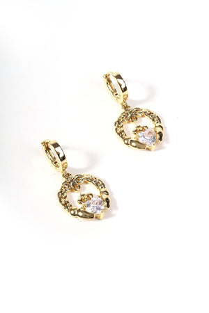 Carraig Donn Clear Stone Claddagh Hoop Earrings