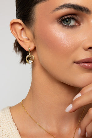 Carraig Donn Clear Stone Claddagh Hoop Earrings