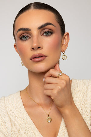 Carraig Donn Clear Stone Claddagh Hoop Earrings