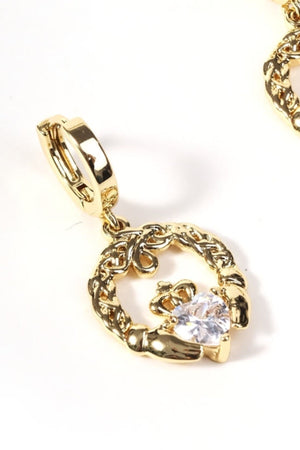 Carraig Donn Clear Stone Claddagh Hoop Earrings