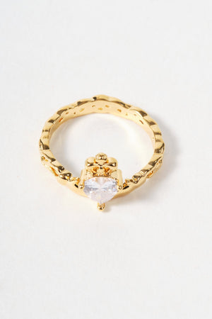 Carraig Donn Clear Stone Claddagh Ring - Size 8