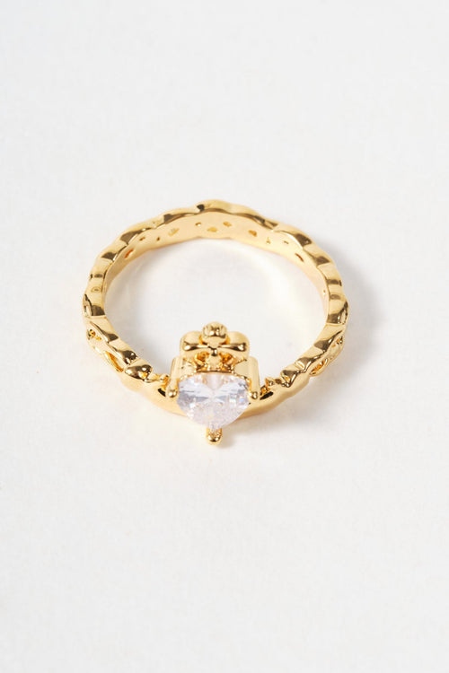 Carraig Donn Clear Stone Claddagh Ring - Size 8