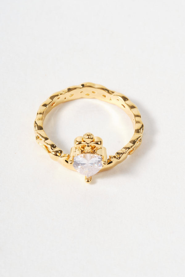 Carraig Donn Clear Stone Claddagh Ring - Size 8
