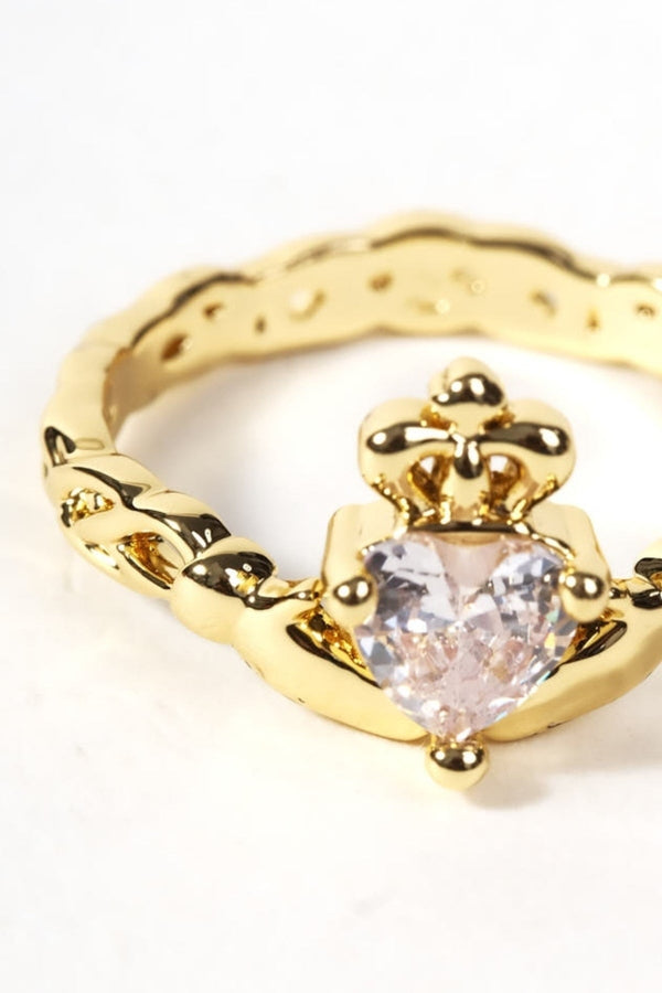 Carraig Donn Clear Stone Claddagh Ring - Size 8