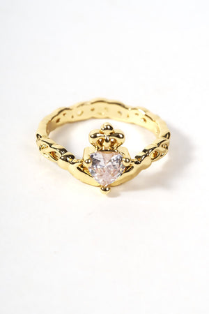 Carraig Donn Clear Stone Claddagh Ring - Size 8