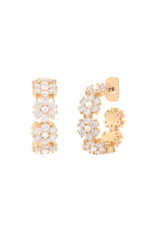 Carraig Donn Clear Stone Cluster Gold Hoop Earrings