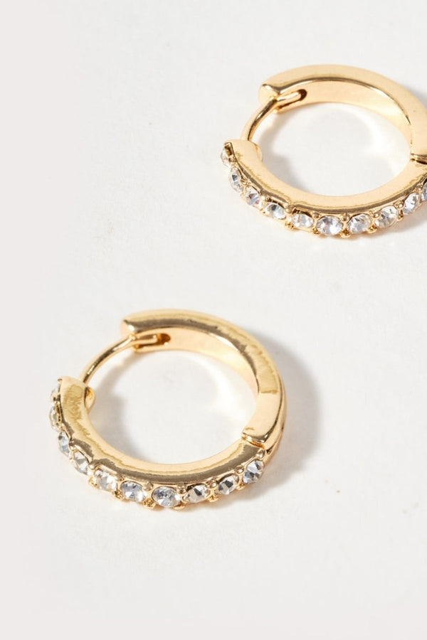 Carraig Donn Clear Stone Gold Hoop Earrings