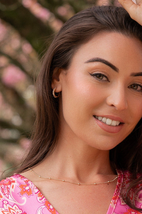 Clear Stone Gold Hoop Earrings