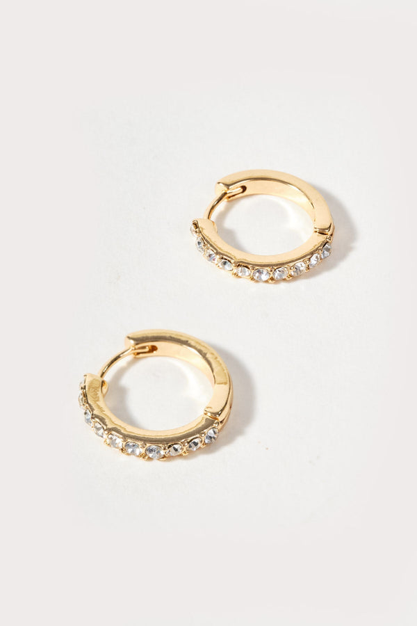 Carraig Donn Clear Stone Gold Hoop Earrings
