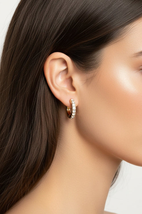 Clear Stone Gold Hoop Earrings