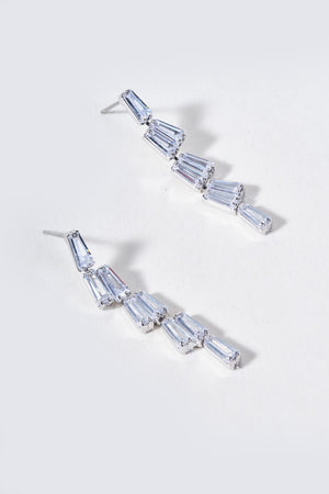 Carraig Donn Clear Stone Silver Drop Earrings