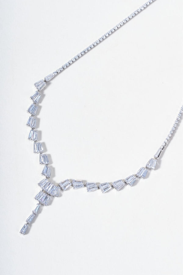 Carraig Donn Clear Stone Silver Drop Necklace