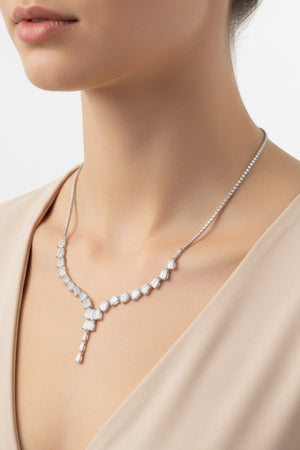 Carraig Donn Clear Stone Silver Drop Necklace