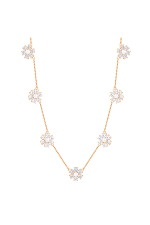 Carraig Donn Clear Stones & Pearl 7 Daisy Necklace