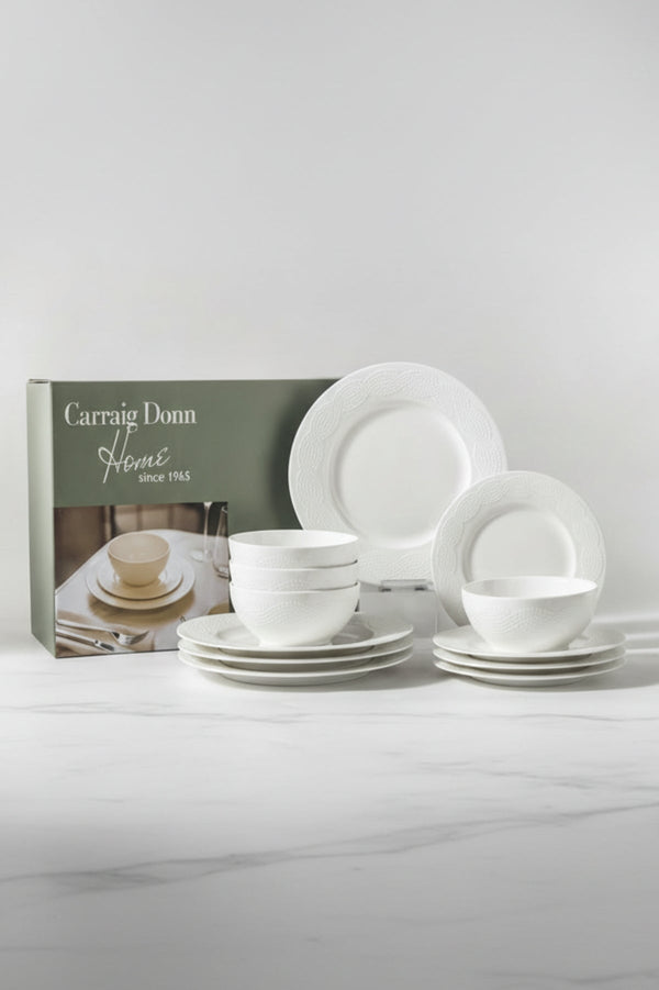 Carraig Donn Cleary 12 Piece White Dinner Set
