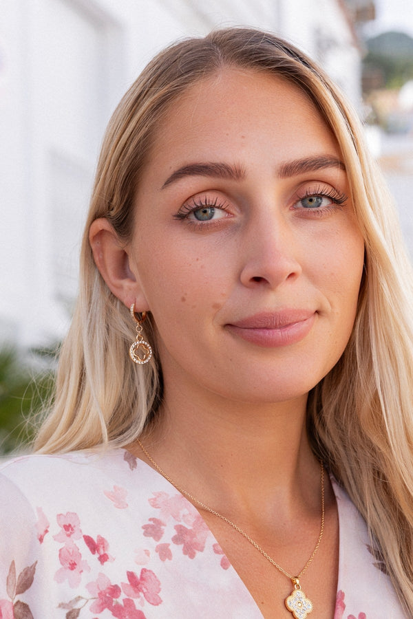 Carraig Donn Clover Drop Hoop Earrings