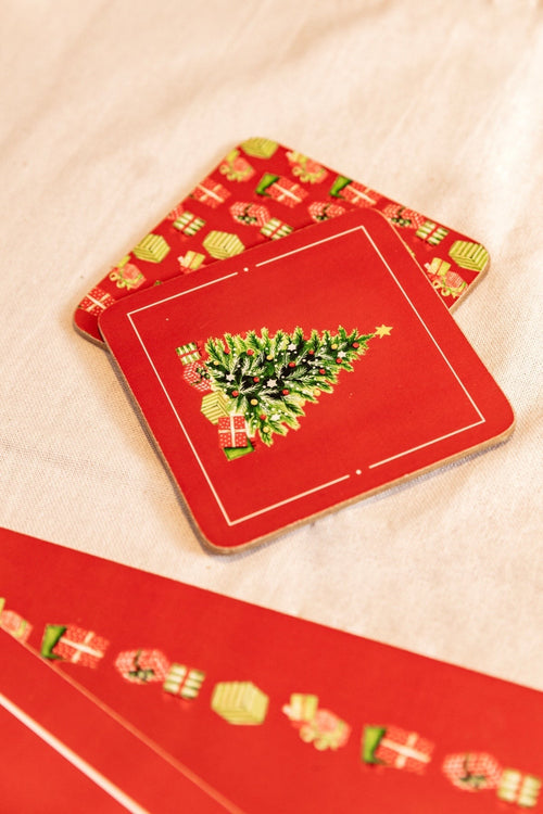 Set Of 6 Christmas Tree Coaster