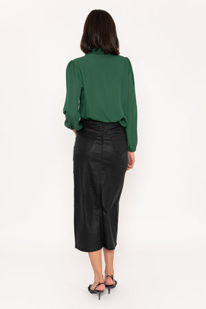 Carraig Donn Coated Midi Skirt in Black