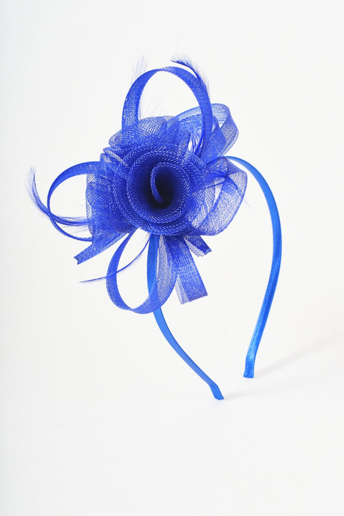 Cobalt Blue Mini Gathered Flower Fascinator