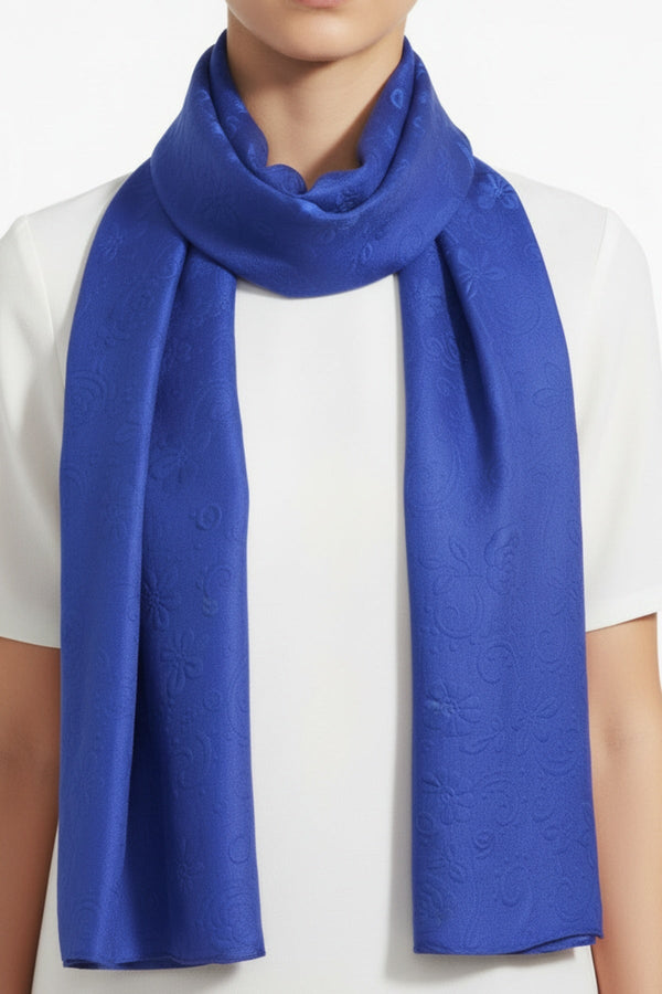Carraig Donn Cobalt Blue Silk Touch Embossed Scarf