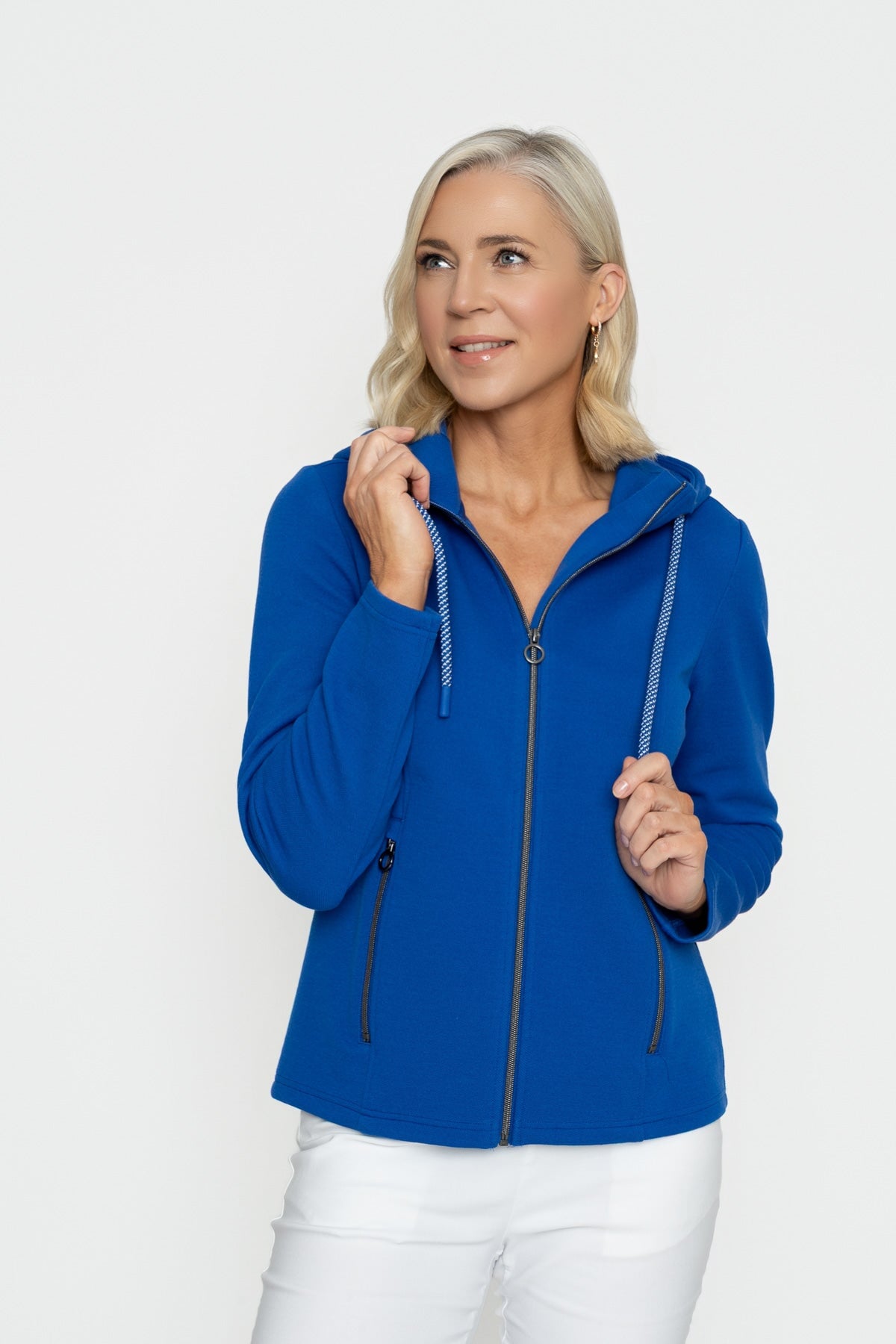 Cobalt Hooded Pique Jacket