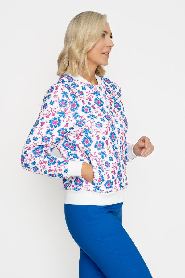 Carraig Donn Cobalt Printed Textured Jersey Bomber Jacket