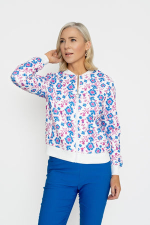 Carraig Donn Cobalt Printed Textured Jersey Bomber Jacket