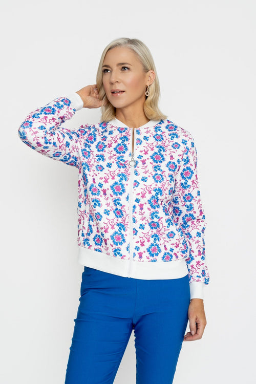 Cobalt Printed Textured Jersey Bomber Jacket