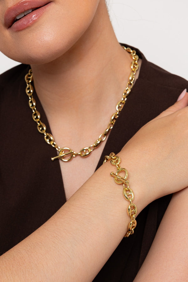 Carraig Donn Coffee Bean Chain Gold Plated Bracelet