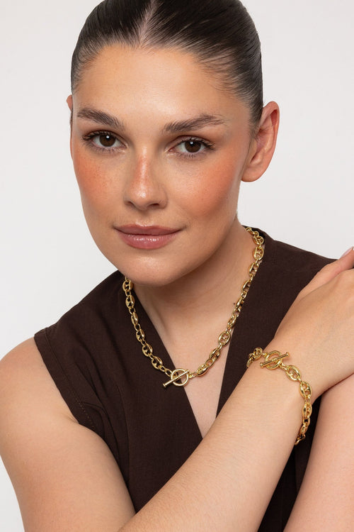 Coffee Bean Chain Gold Plated Necklace