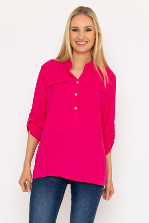 Collarless Shirt in Pink