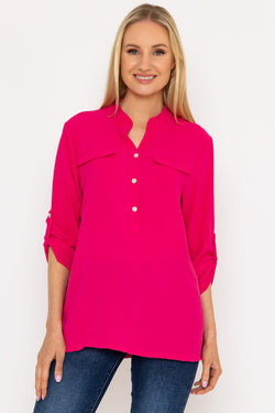 Carraig Donn Collarless Shirt in Pink