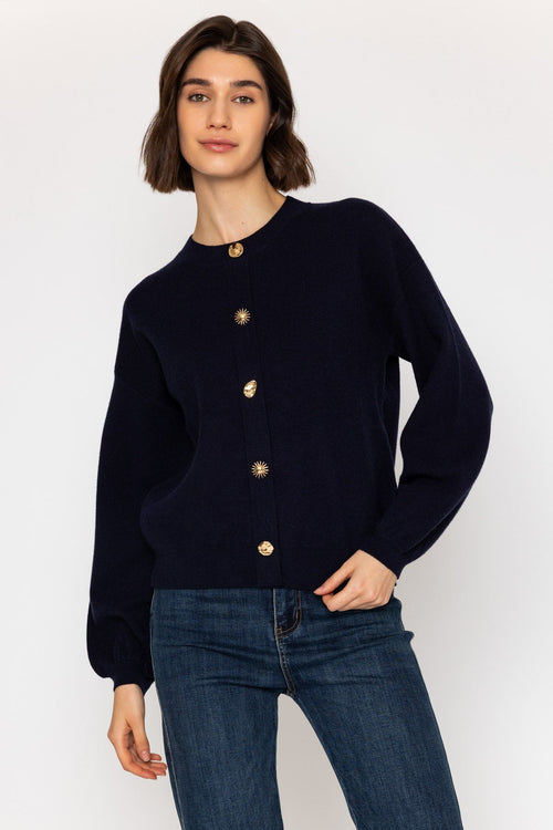 Navy Cardigan with Contrast Button Details