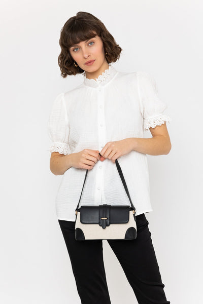 Carraig Donn Contrast Top Shoulder Bag in Black