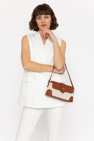 Carraig Donn Contrast Top Shoulder Bag in Tan