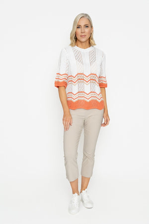 Carraig Donn Coral Chevron Stripe Sweater