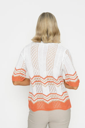 Carraig Donn Coral Chevron Stripe Sweater