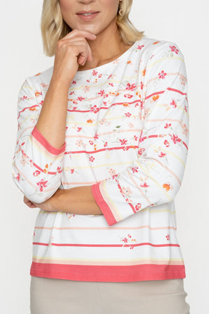 Carraig Donn Coral Printed Breton Top