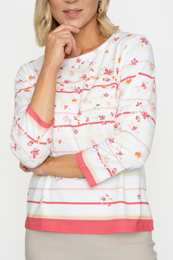 Carraig Donn Coral Printed Breton Top