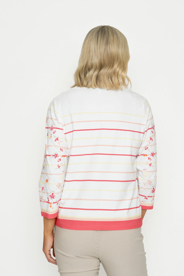 Carraig Donn Coral Printed Breton Top