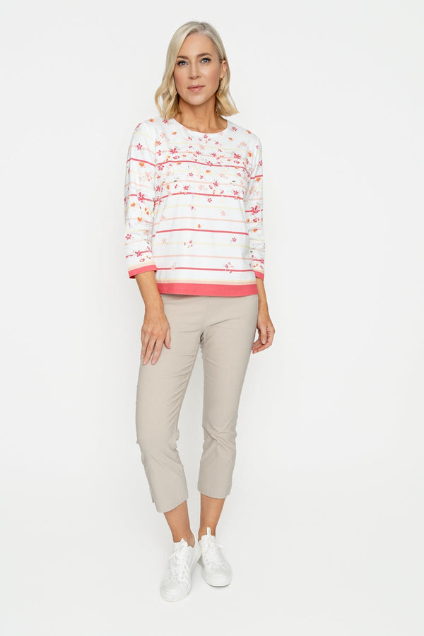 Carraig Donn Coral Printed Breton Top